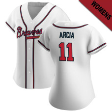 Orlando Arcia #11 Atlanta Braves Women's Home Jersey - White Replica
