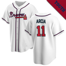Orlando Arcia #11 Atlanta Braves Youth Home Jersey - White Replica