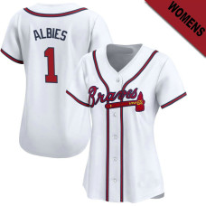 Ozzie Albies #1 Atlanta Braves Women's Home Jersey - White Limited