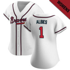 Ozzie Albies #1 Atlanta Braves Women's Home Jersey - White Replica