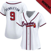 Terry Pendleton #9 Atlanta Braves Women's Home Jersey - White Limited Terry Pendleton #9 Atlanta Braves Women's Home Jersey - White Limited